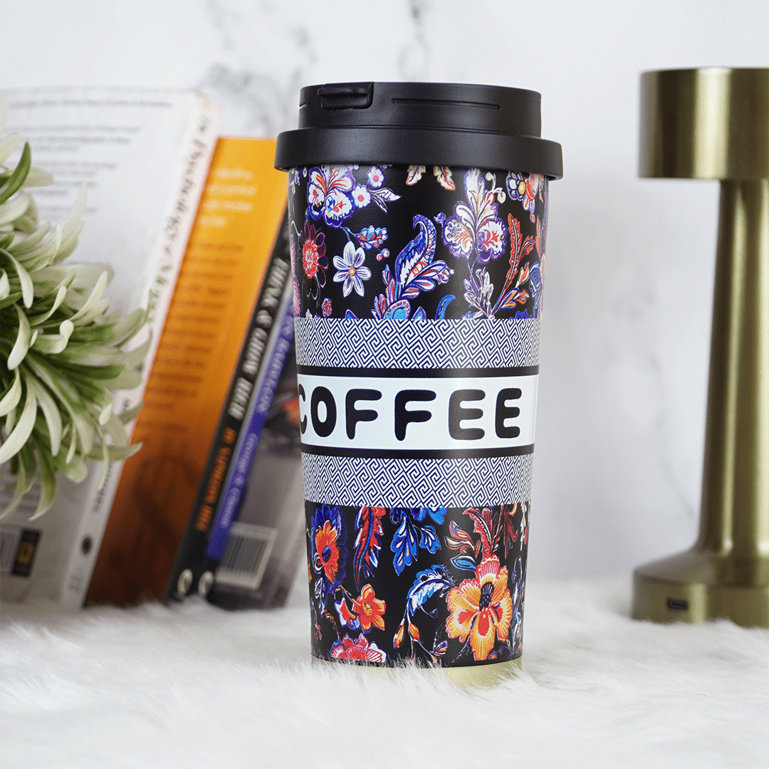 Floral Print Coffee Travel Tumbler - Memories Insite